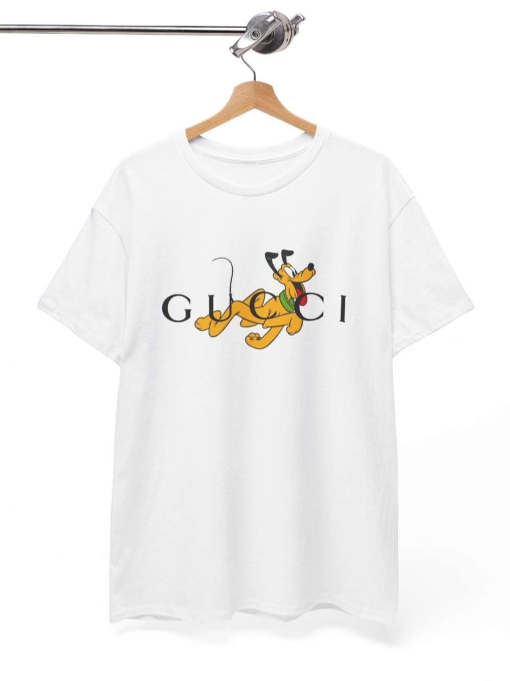 Gucci White Short-Sleeve T-Shirt with Yellow Pluto Graphic